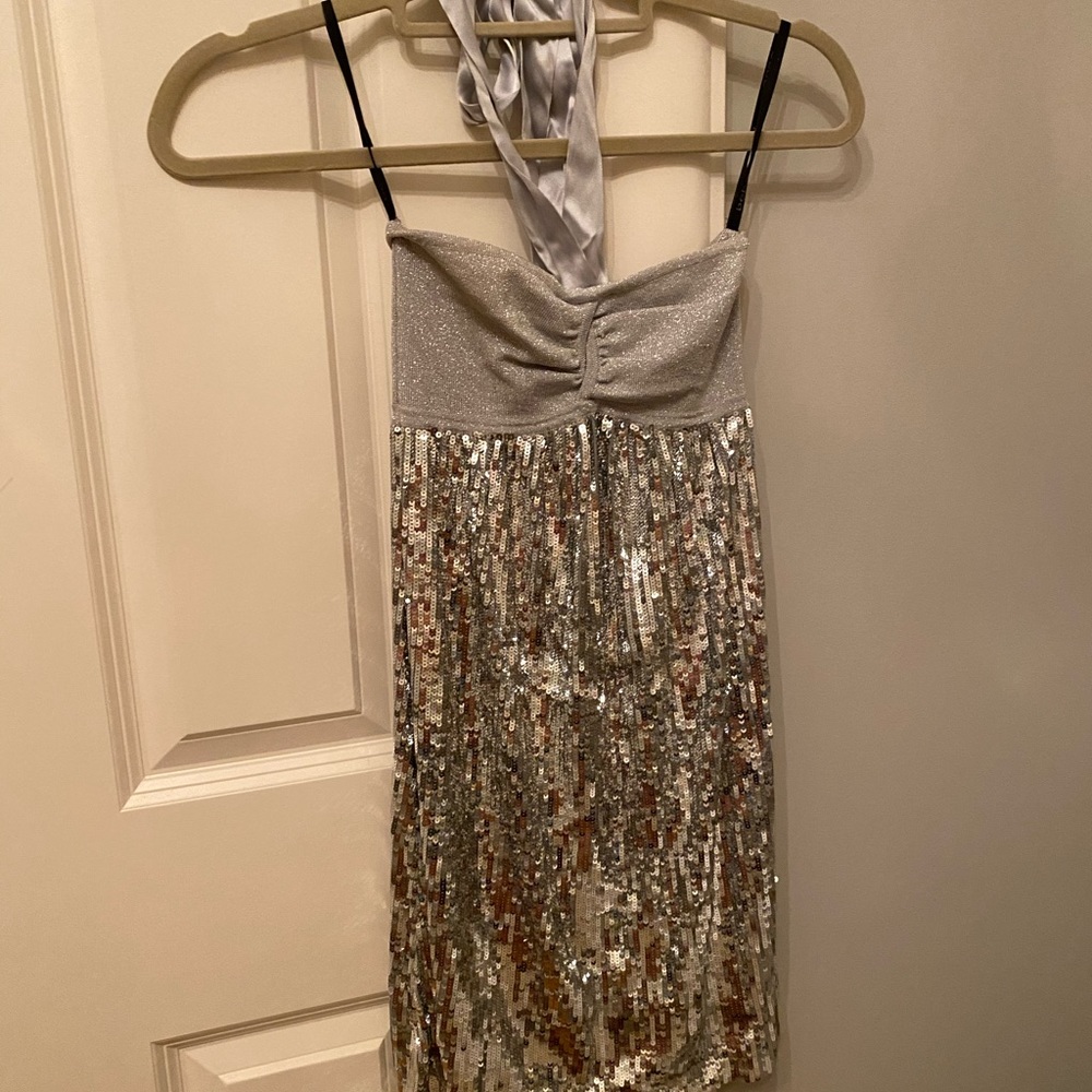 Bebe sequin halter dress xs